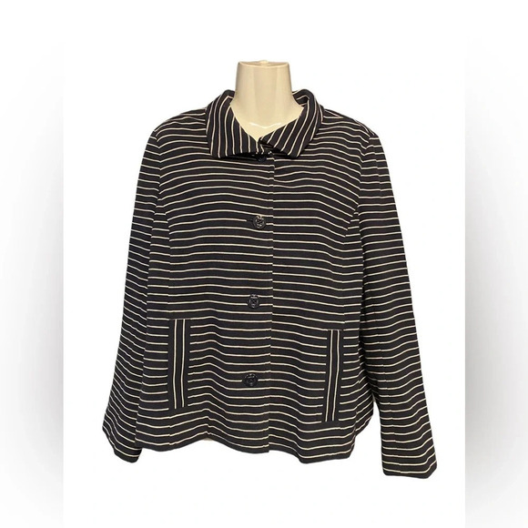 Talbots Navy White Striped Jacket Nautical Blazer - Picture 1 of 11
